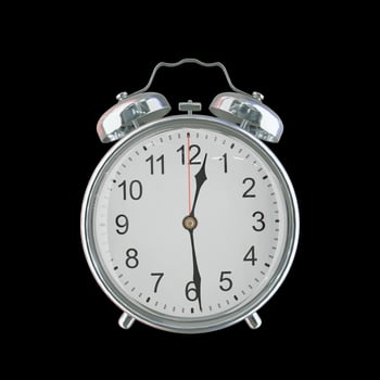 12h 29m AM or PM Vintage Steel Alarm Clock photo