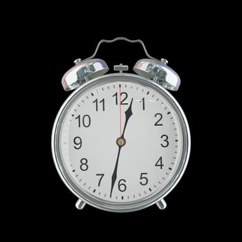 12h 32m AM or PM Vintage Steel Alarm Clock photo