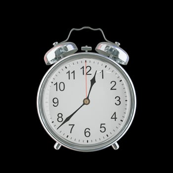 12h 38m AM or PM Vintage Steel Alarm Clock photo