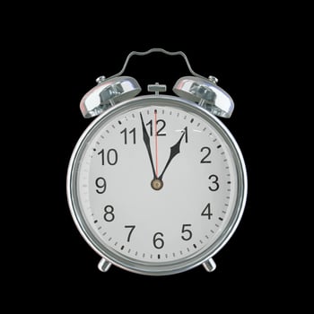 12h 58m AM or PM Vintage Steel Alarm Clock photo