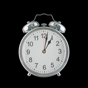 01h 02m AM or PM Vintage Steel Alarm Clock photo