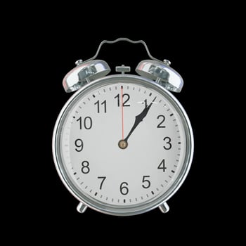 01h 06m AM or PM Vintage Steel Alarm Clock photo