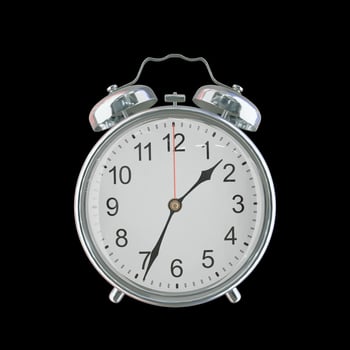 01h 34m AM or PM Vintage Steel Alarm Clock photo