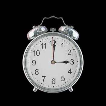 3h 01m PM or AM Vintage Steel Alarm Clock photo