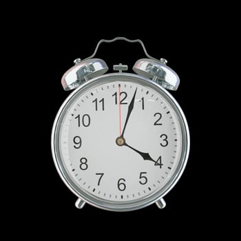 4h 03m PM or AM Vintage Steel Alarm Clock photo