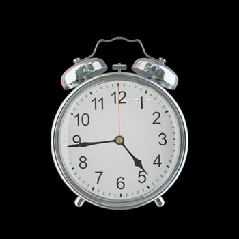 4h 44m PM or AM Vintage Steel Alarm Clock photo