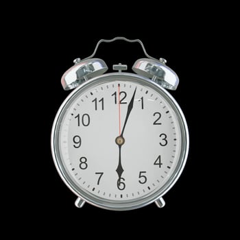 6h 03m PM or AM Vintage Steel Alarm Clock photo