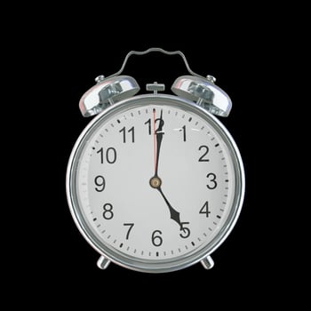 5h 01m PM or AM Vintage Steel Alarm Clock photo