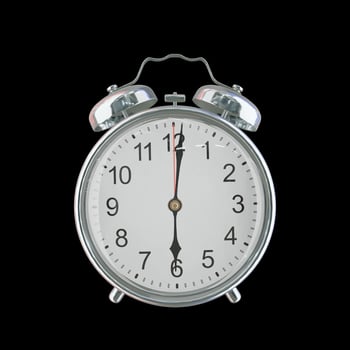 6h 01m PM or AM Vintage Steel Alarm Clock photo