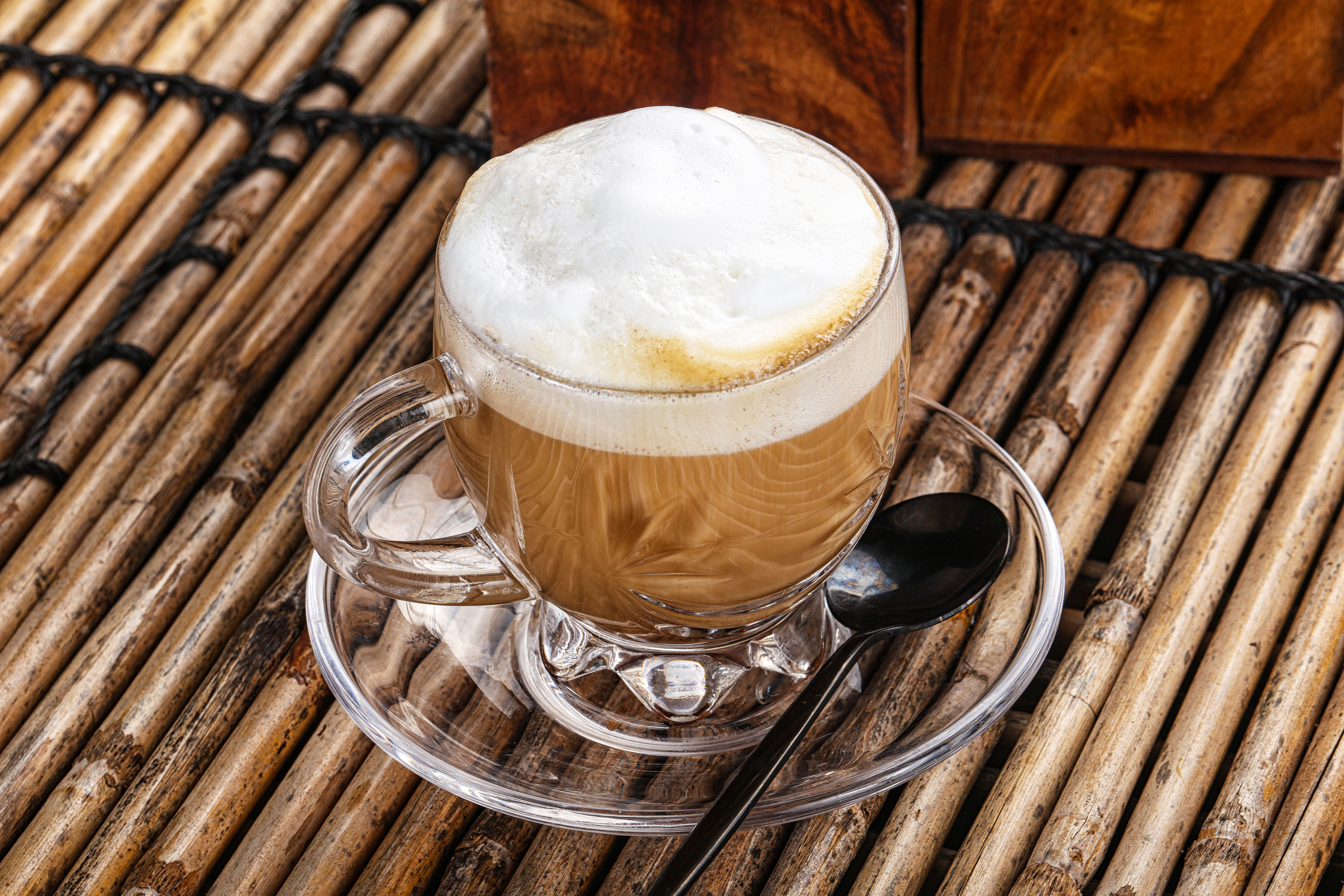 Cappuccino hot espresso with milk photo