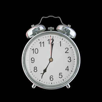 7h 01m PM or AM Vintage Steel Alarm Clock photo