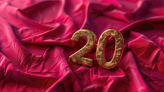 Golden number 20 on red background for celebration photo