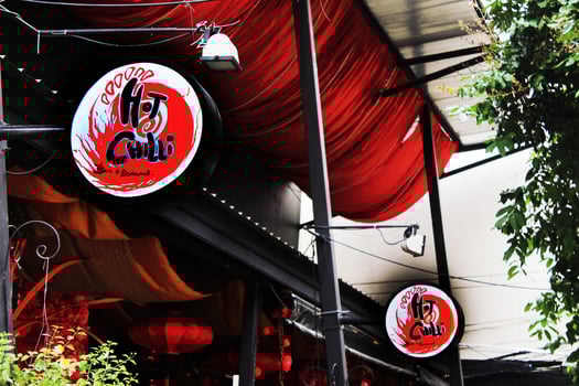 Chiang Mai, Thailand - October 2, 2015 Street View of a popular restaurant Hot Chili in Chiang Mai photo