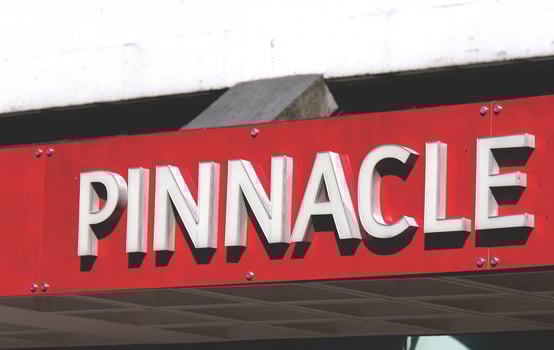 Vancouver, Canada - September 28, 2019 Sign of Pinnacle Hotel on West Hastings Street in Vancouver photo