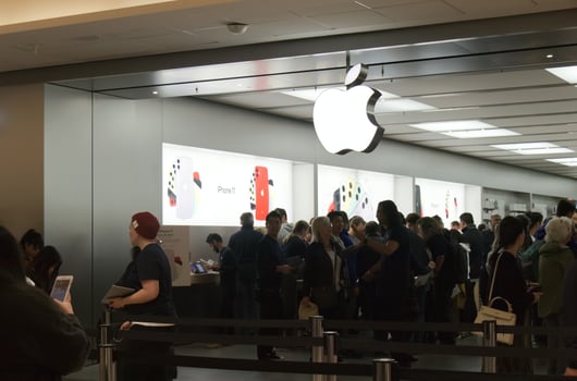 Vancouver, Canada - September 20,2019 Apple officially started selling the iPhone 11 and iPhone 11 Pro. Apple Store is crowded with people waiting for their new iPhones to buy photo
