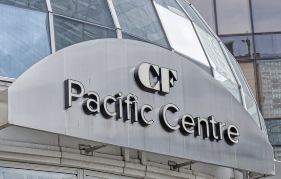 Vancouver, Canada - September 20, 2019 Close up View of the Pacific Centre signboard on Howe Street in Vancouver photo