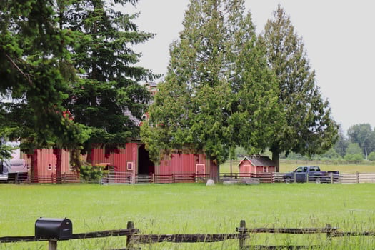 Aldergrove, Canada - June 9, 2019 View of Beautiful farm which have been used as filming location Kent Farm in TV Show Smallville and this Place also appeared in TV Show Riverdale photo
