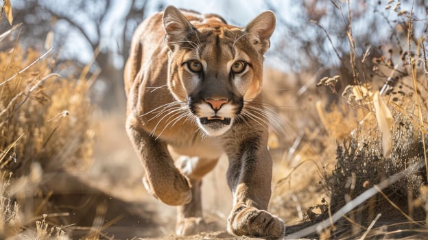 close-up of attacking cougar photo