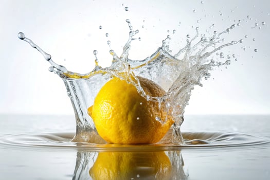 Lemon splashes on white background photo