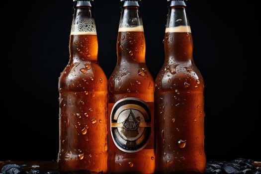 Glass brown beer bottle, beer maker mockup. photo