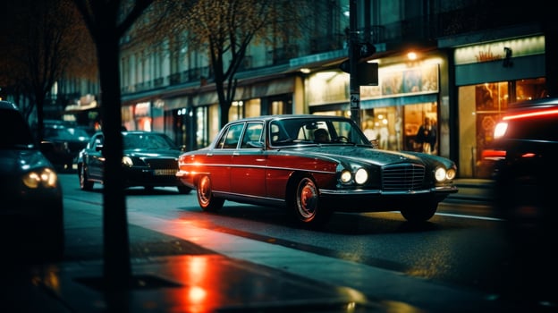 Vintage car, street photography, cinematic shot photo