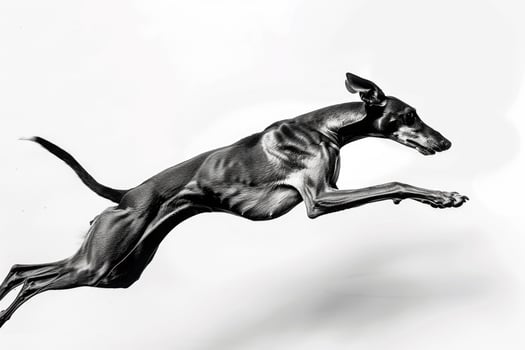 A greyhound racing at full speed. photo