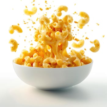 a white bowl filled with macaroni and cheese photo