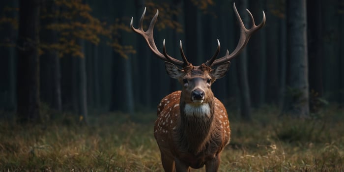 Deer appearance from the front with antlers. photo