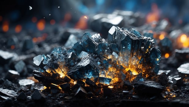 Galena Mineral CloseUp A Striking Double Exposure Silhouette and Lead Ore Deposit. photo