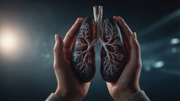 Hand holding lungs, world tuberculosis day concept. photo