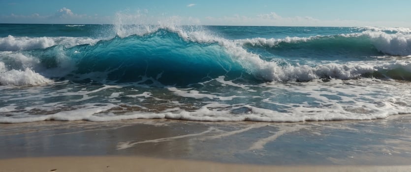 Sand sea beach and wave blue sky background. photo
