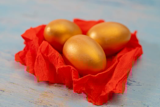 Golden Easter eggs. photo