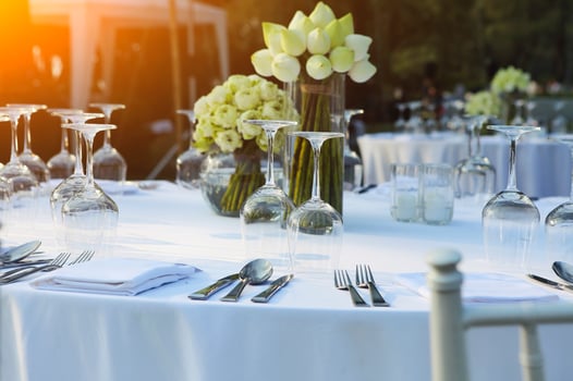 Dinning wedding table set with white lotus photo