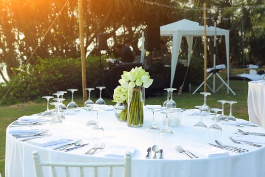 Dinning wedding table set with white lotus photo