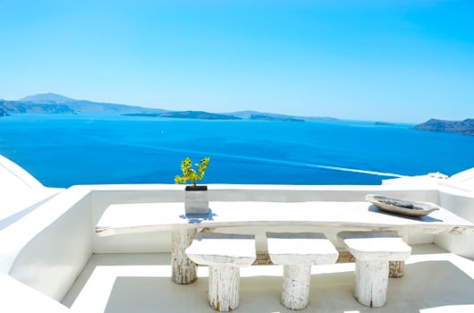 Top view to the sea and village Oia,Greece photo