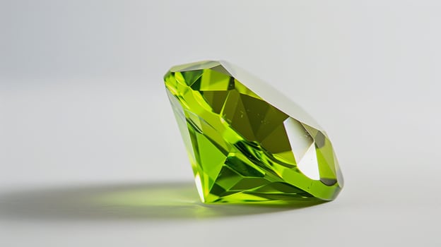 CloseUp of a Single Polished Peridot Gemstone with Bright Green Color Stock Photo for Jewelry Design, Decoration, and Art