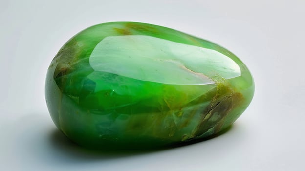 Polished Green Chrysoprase Gemstone, Natural Mineral Crystal, CloseUp for Jewelry Design and Collection photo