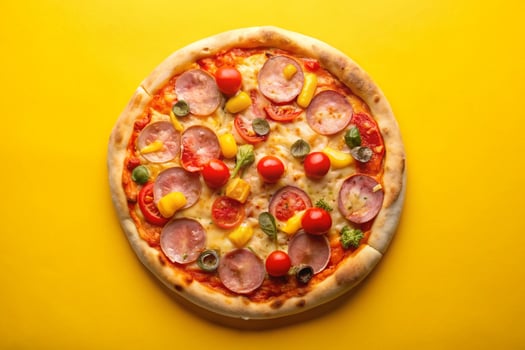 Pizza photo isolated on simple background