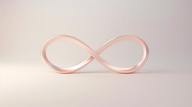 Elegant Rose Gold 3D Infinity Symbol on Pastel Background - Modern Minimalist Design for Timeless Concepts and Eternal Love Themes photo