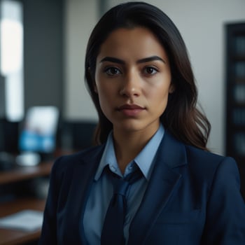 Beautiful Model In Blue Business Suit photo