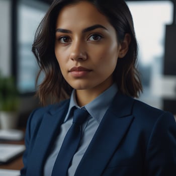 Beautiful Model In Blue Business Suit photo