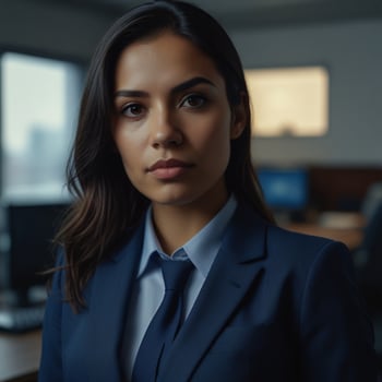 Beautiful Model In Blue Business Suit photo