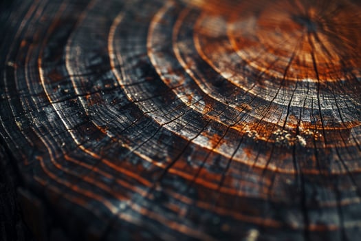 Tree rings visible in a cross section of a wooden log highlighting natural patterns background photo