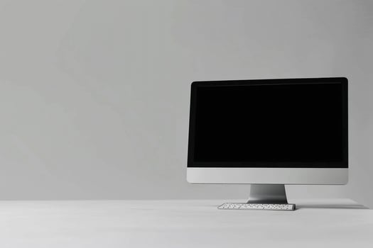 Desktop computer mockup with  and  design ideal for tech presentations background photo