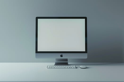 Desktop computer mockup featuring a cutting edge and  design perfect for tech and business presentations background photo