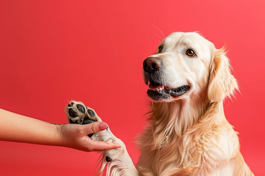 Adorable Dog Giving Paw Background for Pet graphy photo