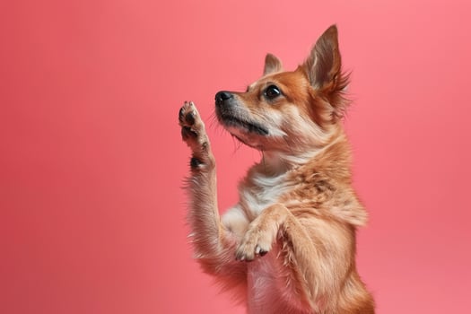 Joyful Dog Giving Paw Background  for Pet Enthusiasts photo