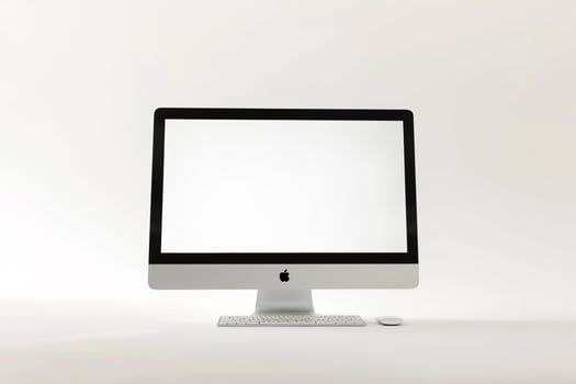 Desktop Computer Mockup with  Surface Background photo