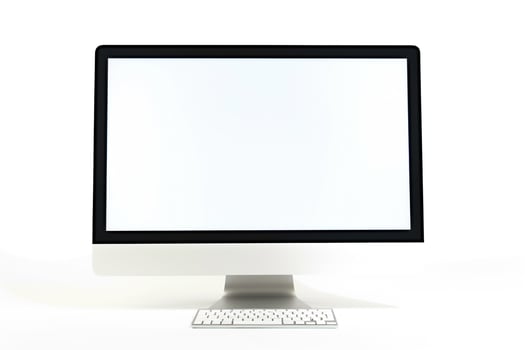 Professional Desktop Computer Mockup with  Office Background photo
