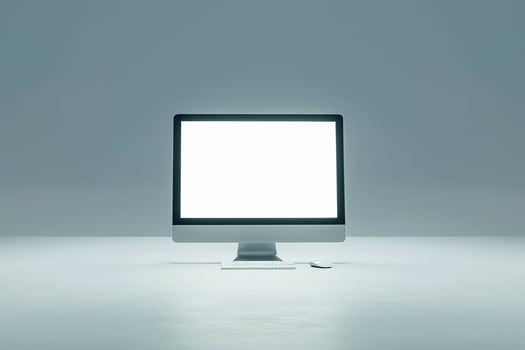 Professional Desktop Computer Mockup with High Tech  Background photo